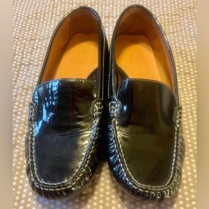 Black patent leather Venettini loafers Sz 38 handmade authentic leather like new